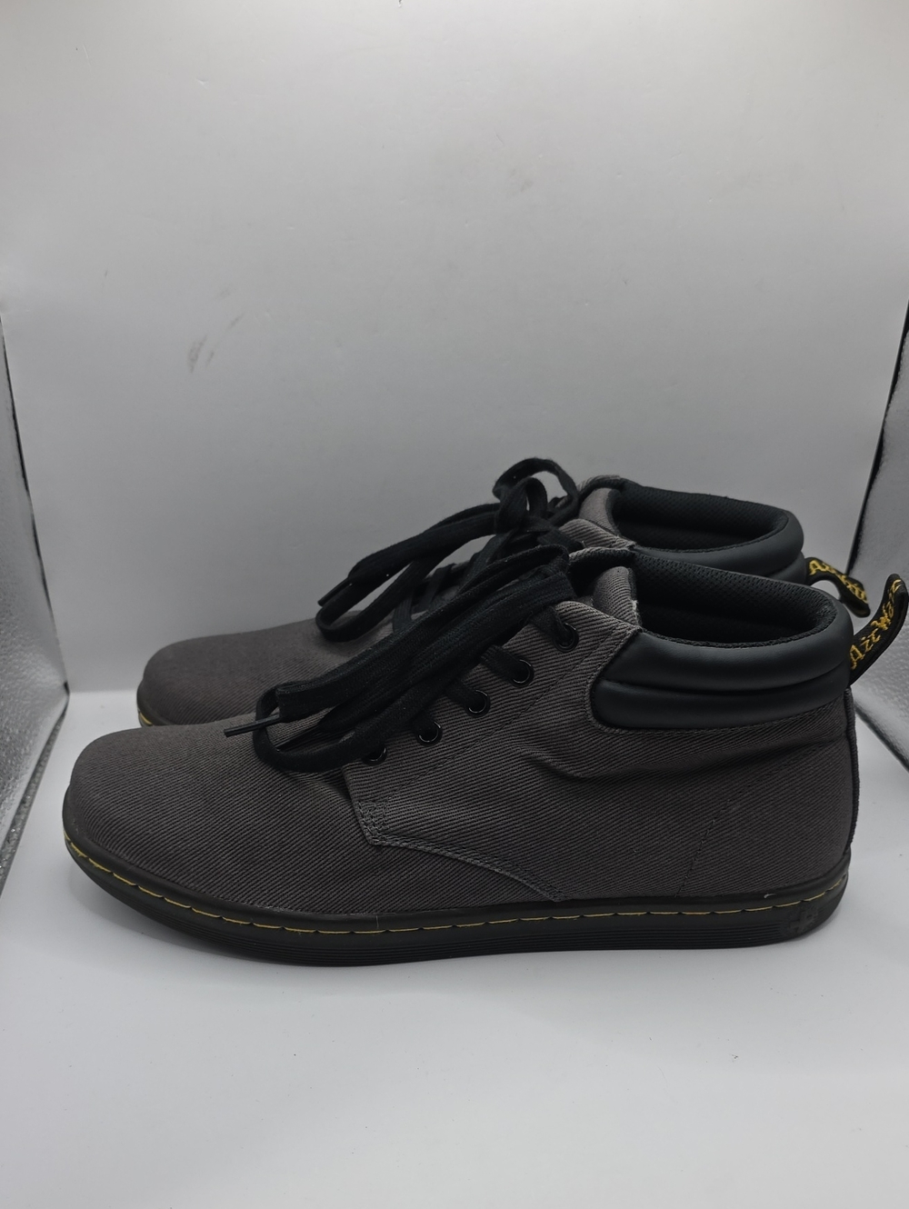 Dr. Martens Maleke Doc Twill Canvas Combat Boots Womens Size 11Lace Up Dark Gray